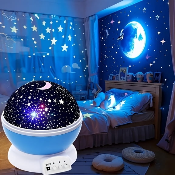 3D Rotating Star Moon Projector Night Light, USB Powered Starry Sky Moon Lamp, 12 Color Modes, Novelty Bedroom Party Decor - Suitable for Ages 14+, Portable Outdoor Projection Lamp