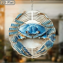 3D Rotating Wind Chime_blue crab_ - 10*10 Inch Stainless Steel Wind Spinner for Yard, Garden, Outdoor Decor - Multicolor Holiday Decoration