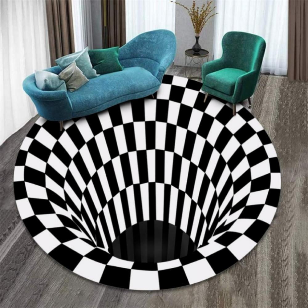 Vortex Illusion Print Kitchen Rug Outdoor Entrance Mat for Live