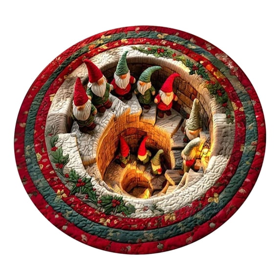 3D Rug Optical Illusion, 15.75 Inch Round Christmas Rug, 3D Effect Design Floor Mat for Christmas Decor, Christmas Gifts for Family and Friends