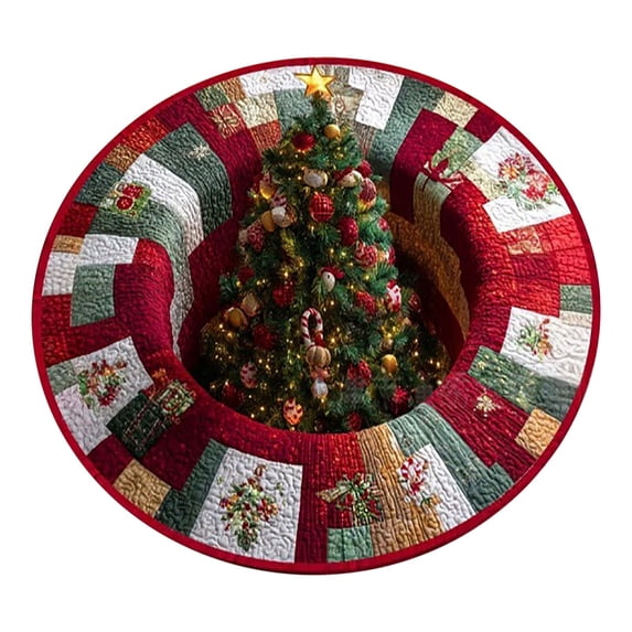 3D Rug Optical Illusion, 15.75 Inch Round Christmas Rug, 3D Effect Design Floor Mat for Christmas Decor, Christmas Gifts for Family and Friends