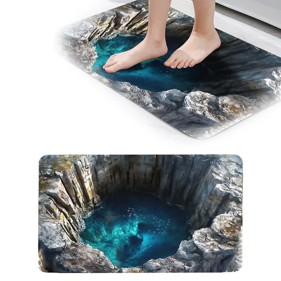 3D Rugs Optical Illusion, 3D Bottomless Hole Optical Illusion Area Rug, Realistic Visual Effect Non-Slip Carpet Mat for Living Room Entryway Indoor Home Decoration 23.6x15.7 Inch (1Pcs)