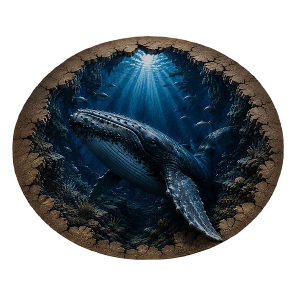 3D Rugs Optical Illusion,3D Ocean Rug,16×16 Inch 3D Blue Whale Round Mat,A Realistic 3D Ocean World Beneath Your Feet,Washable Visual Effect Doormat.(Blue Whale)