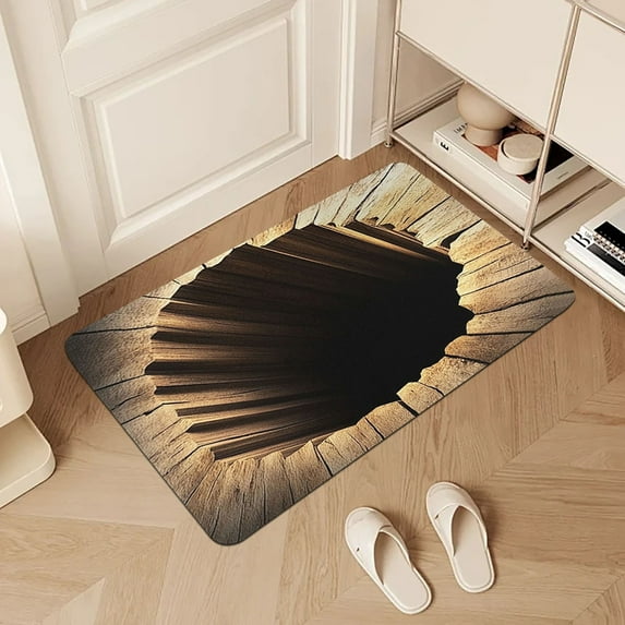 3D Rugs Optical Illusion Illusion Rug Optical Illusion Rug Hole, Fun Bottomless Hole Doormat, Ideal for Indoor Outdoor Entrance Living Room Decor & Dirt Trapping
