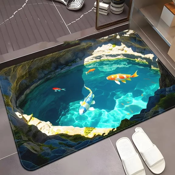 3D Rugs Optical Illusion Rug, 3D Hole Rugs That Look Like A Hole,Trap Optical Illusion Bottomless Non-Slip Doormat for Door Entrance, Bathroom, Stairs, Playroom, Living Room, 32x20" F