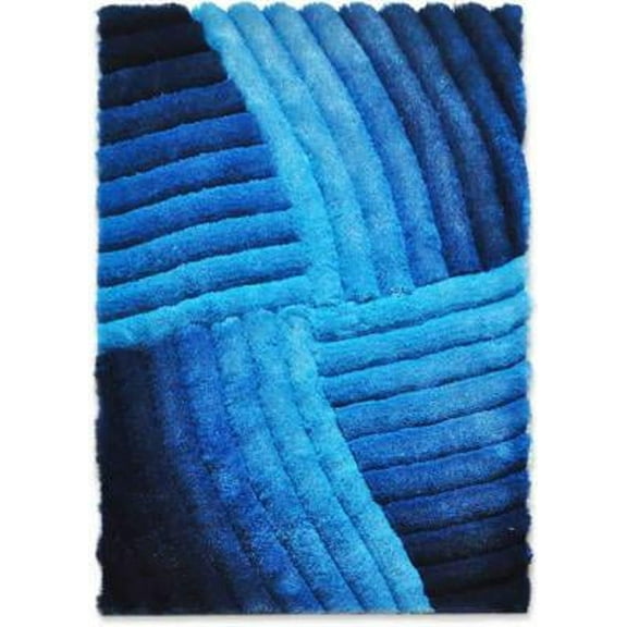 Modern Shaggy Abstract Geometric Rug for Living Room Bedroom Design Z009 (5'2"x7'5",Blue)