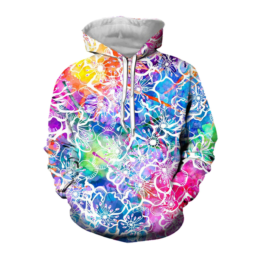 3D Sakura Print Hoodies For Men Flower Pattern Spring And Autumn Length