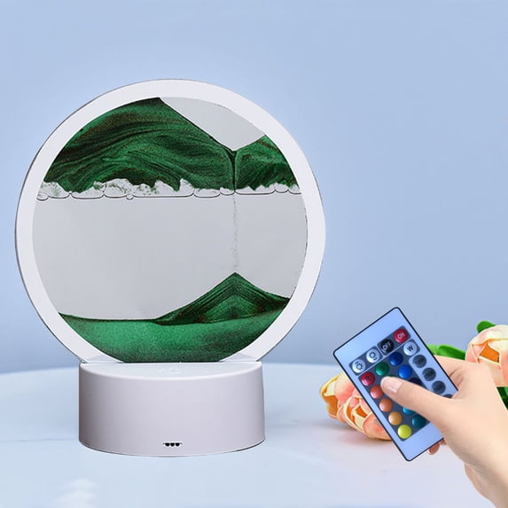 3D Sand Art Table Lamp with Moving Hourglass Quicksand, USB & Battery Powered Ambient Light for Living Room Bedroom Decor
