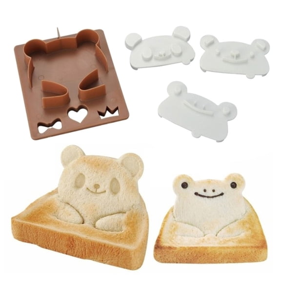 3D Sandwich Bear Face Mold Shaper Bread Cutter With 3 Expression Safe DIY MoulAL