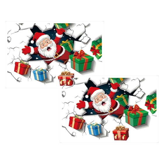 3D Santa Claus Gift Living Room Wall Decoration Stickers Wallpaper
