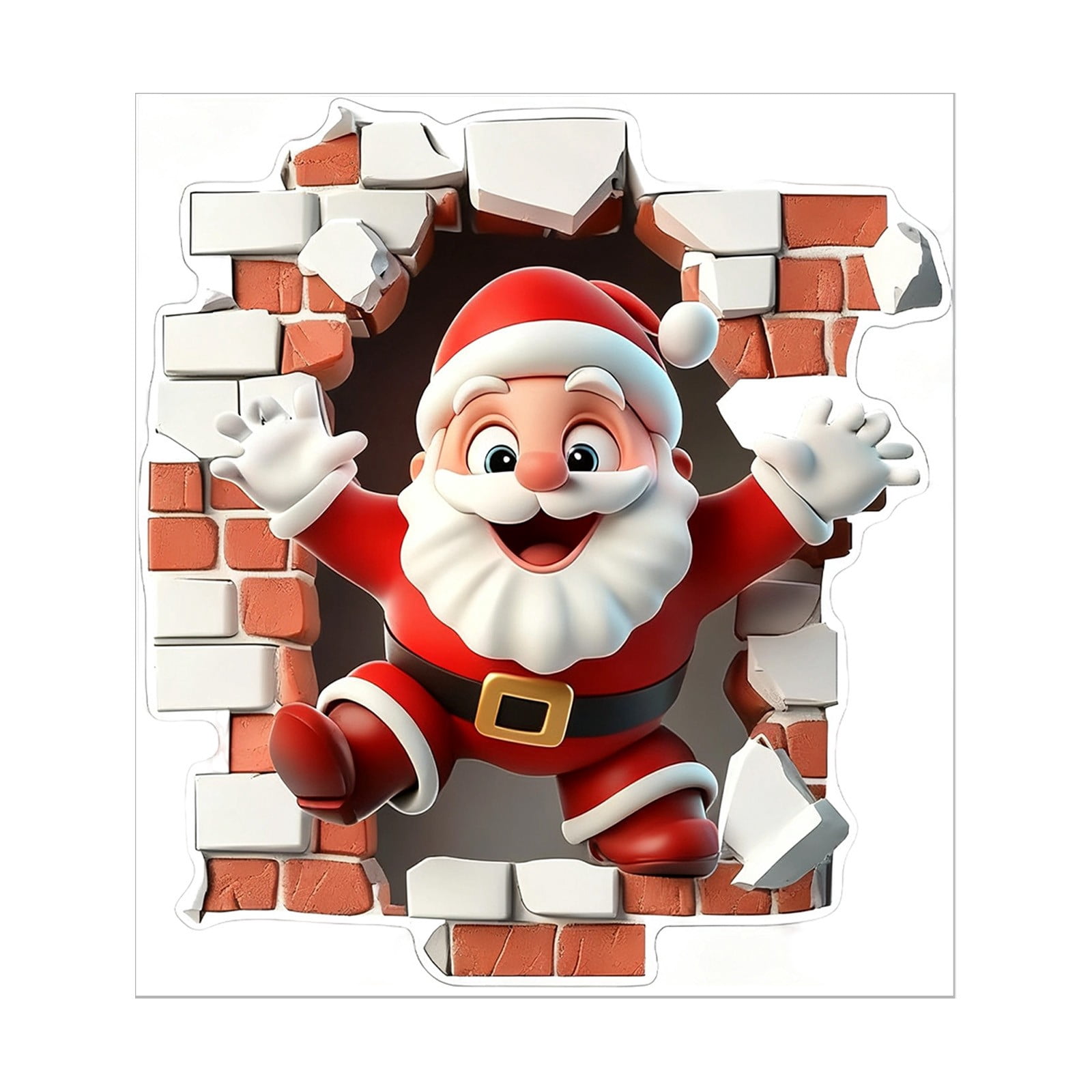 Produktbild von Santa Claus Wall Stickers Christmas Santa Breaking Brick