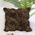 thumbnail image 1 of PiccoCasa 3D Satin Rose Flower Throw Pillow Cover Shells,Pure Cushion Covers for Couch Sofa,16" x 16" Coffee Color, 1 of 7