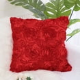 thumbnail image 1 of PiccoCasa 3D Satin Rose Flower Throw Pillow Cover Shells,Pure Cushion Covers for Couch Sofa,16" x 16" Red, 1 of 7