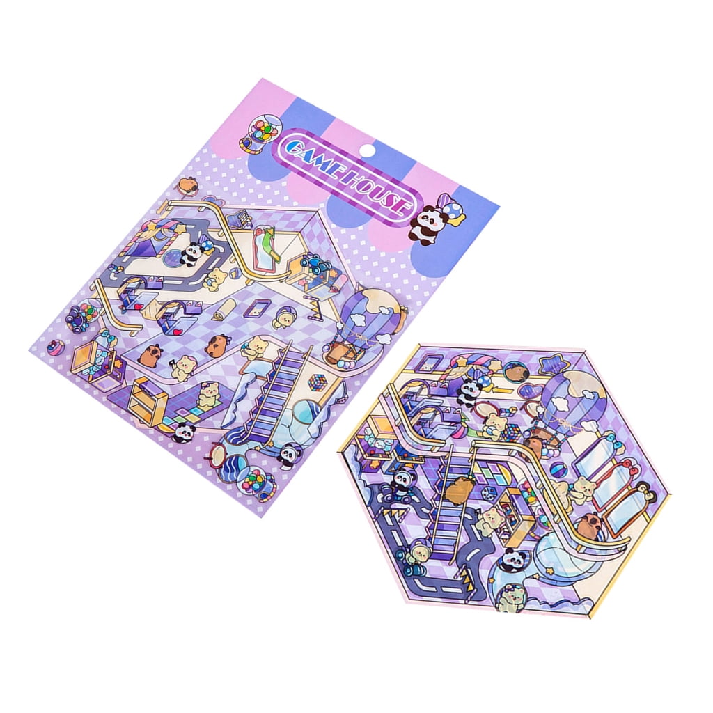 3D Scene Sticker Cartoon Scenery Sticker Miniature Simulated Cabin ...