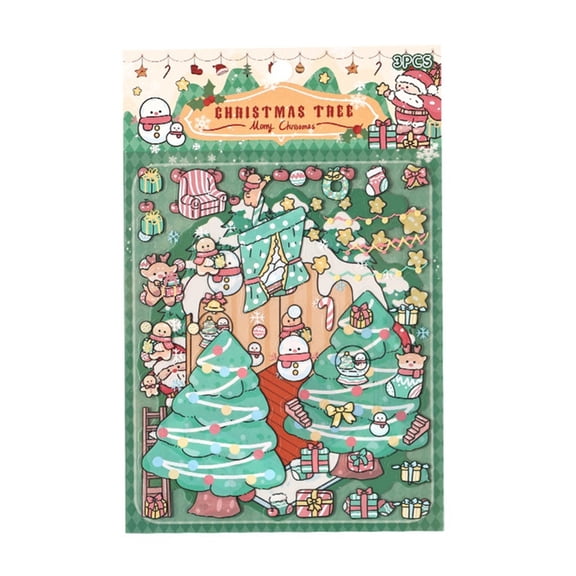 3D Scene Sticker Christmas Eve Sticker Crafting Supplies for Journal Decoration