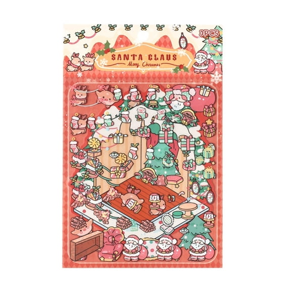 3D Scene Sticker Christmas Eve Sticker Crafting Supplies for Journal Decoration