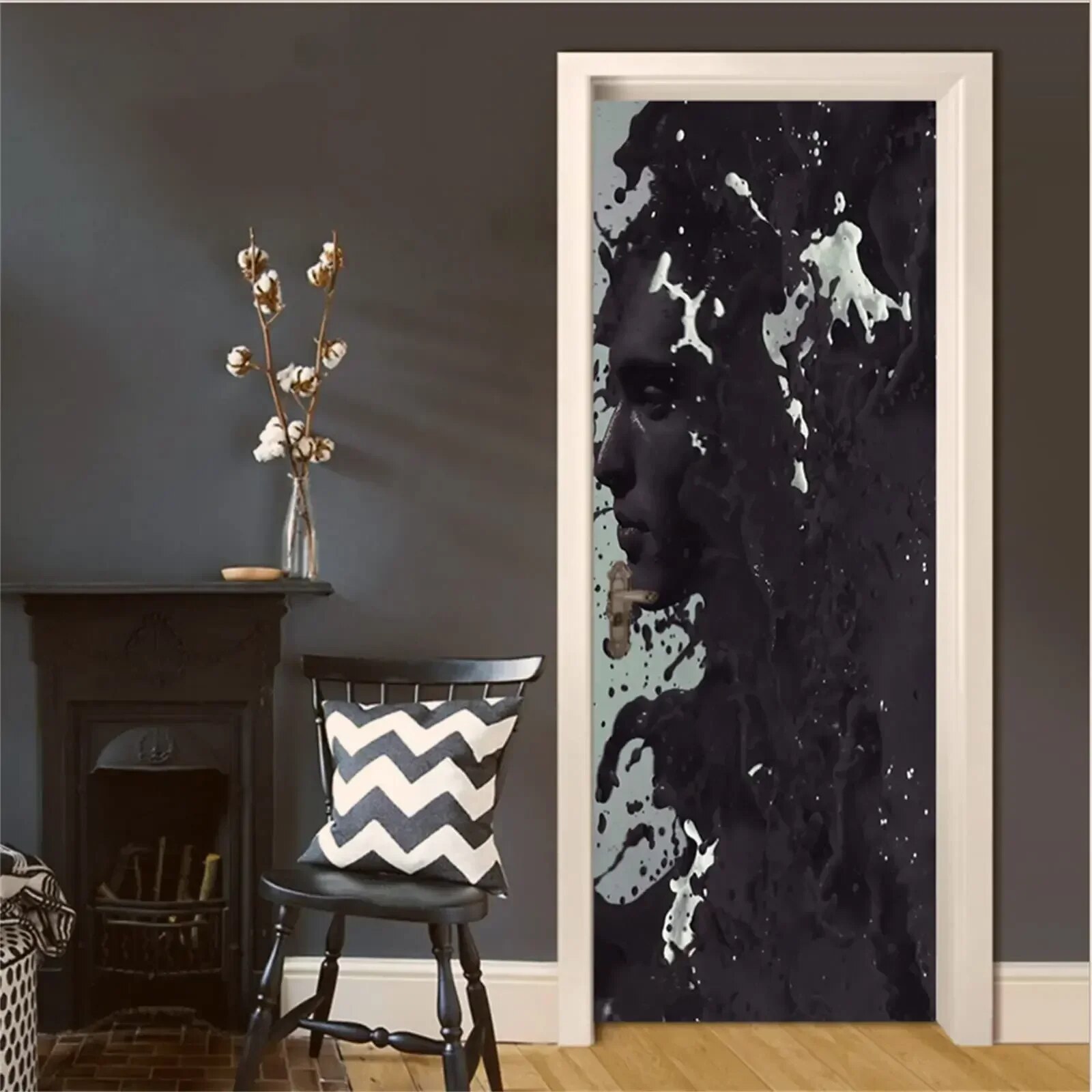 3D Sci-fi Door with Keypad Stickers - Peel and Stick Murals Wall Decal