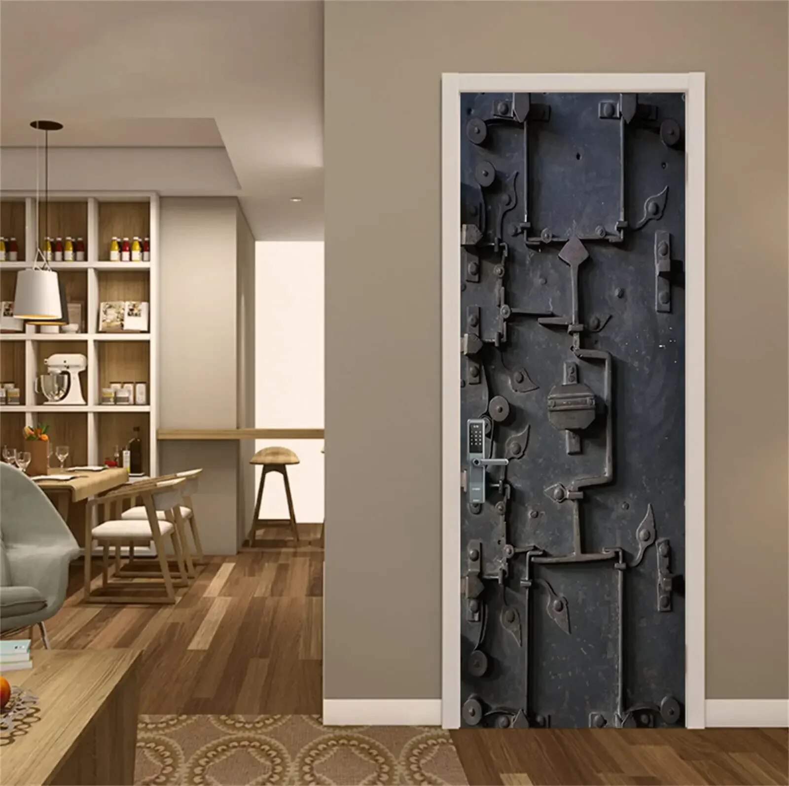 3D Sci-fi Door with Keypad Stickers - Peel and Stick Murals Wall Decal