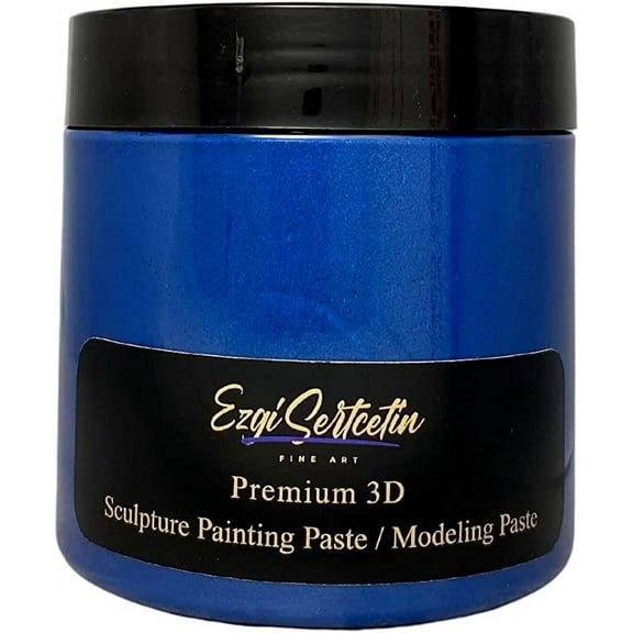 3D Sculpture Painting Paste|Modeling Paste|Decorative Plaster|Ready to Use|Unique Metallic Pearl and Neon Colors|Ideal for Artwork|Stencil|Flowers|Texture and Art Relief|6 oz|Metallik Dark Blue