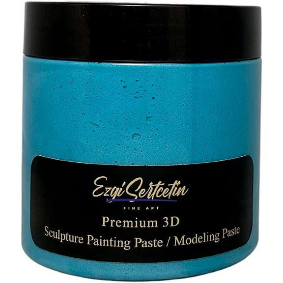 3D Sculpture Painting Paste|Modeling Paste|Decorative Plaster|Ready to Use|Unique Metallic Pearl and Neon Colors|Ideal for Artwork|Stencil|Flowers|Texture and Art Relief|6 oz|Metallic Turquoise
