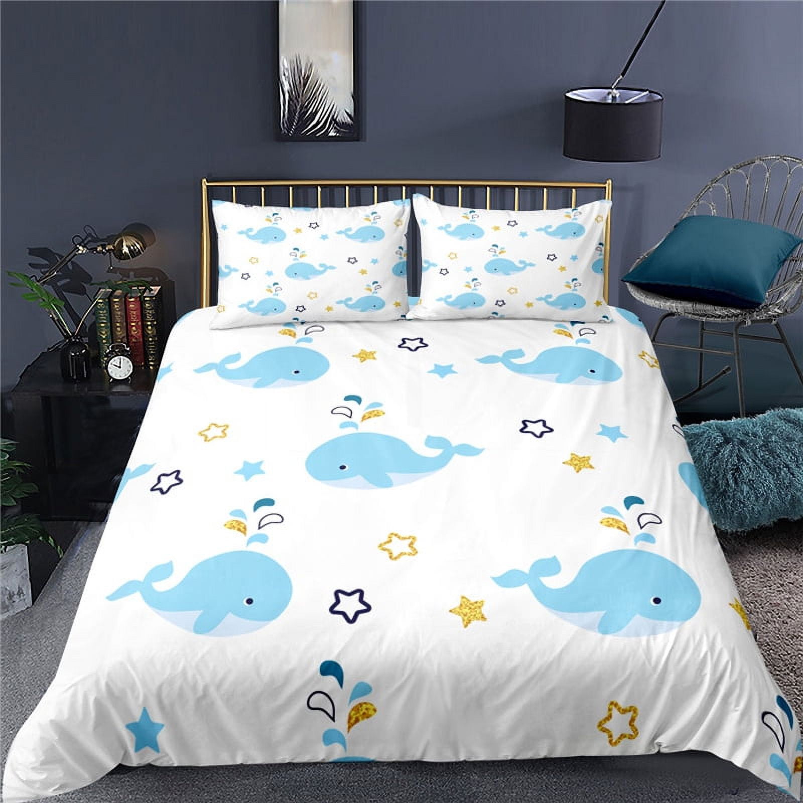 3 Piece Bedding 3D Swimming Dog Pattern Bedding Package Quilt Cover Sheet Pillowcase