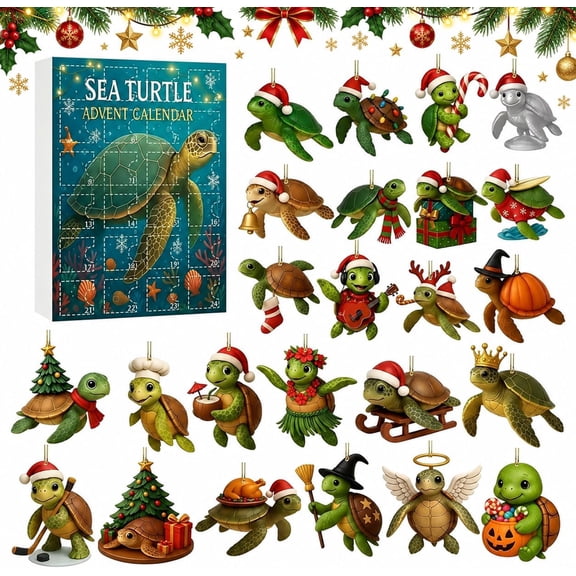 3D Sea Turtle Advent Calendar 2026,24 Days Christmas Countdown Calendar