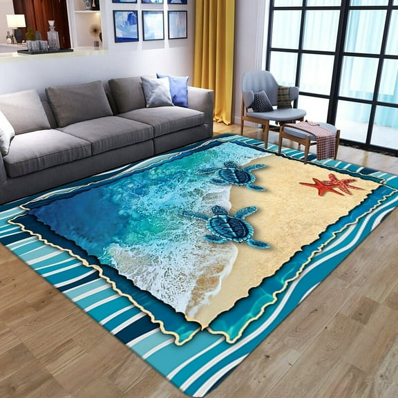 3D Sea Turtle Carpet for Living Room Home Decor Sofa Table Large Area Rugs Bedroom Anti-slip Floor Mat Bath Entrance Doormat