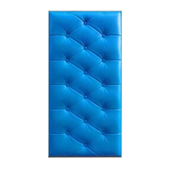 3D Self Adhesive Foam Wall Panels, 27.6"x13.8" Leather Cladded Decor Anti-Collision Soft Cushion Wallpaper for Wall Covering Kids Room Bed Headboards Safety, Dark Blue, 1pcs
