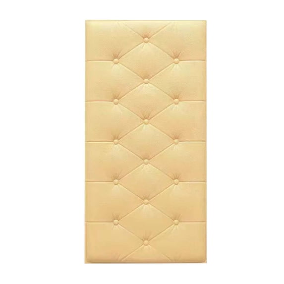 3D Self Adhesive Foam Wall Panels,Leather Cladded Decor Wall Panel,Shockproof Peel and Stick Wall Sticker Wallpaper Soft Cushion for TV Walls,Bedroom,Bed Headboards(Yellow)