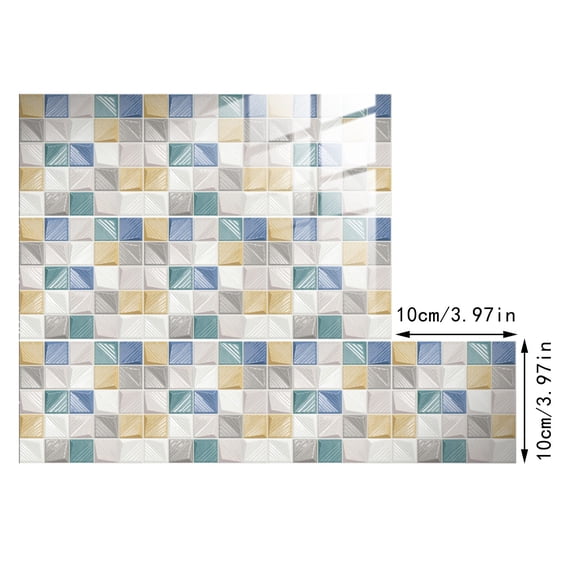 3D Self-Adhesive Lattice Crystal Ceramic Tile Sticker 10pc – Waterproof Aluminum Foil Backsplash for Kitchen Wall