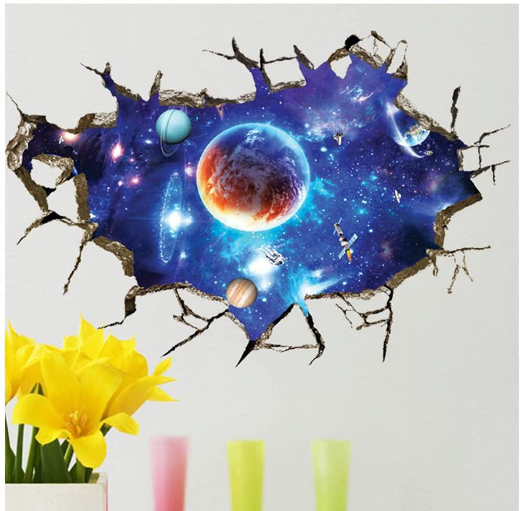 3D Self-Adhesive Removable Break Through The Wall Vinyl Wall Stickers Wall Murals Art DecalsWallpapers Wall Poster Decorator as Nursery Christmas Birthday Gifts for Sports Bedroom