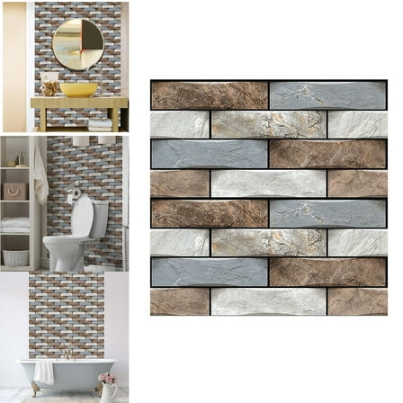 3D Self-Adhesive Wall Stickers - Simulation Tile Decor for Bathroom, Kitchen Backsplash, and Peel & Stick Home Upcycling
