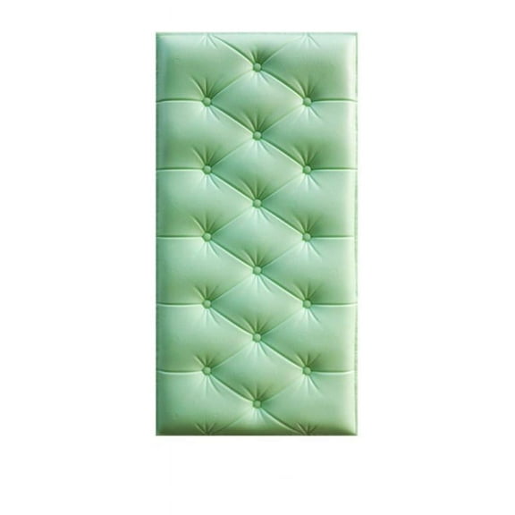 3D Self-adhesive Leather Cladded Decor Wall Panel, Shockproof Peel and Stick Wall Sticker Wallpaper Soft Cushion for TV Walls, Children's Bedroom, Bed Headboards(60*30*1.8cm,Green)