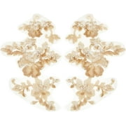 3D Sequin Embroidered Lace Applique Leaf Flowers Sew on Trim Patches Floral Motif Collar Fabric Craft Decoration Patch for Sewing Wedding DIY Clothes Dress Pants Jeans Bag Garments Tan