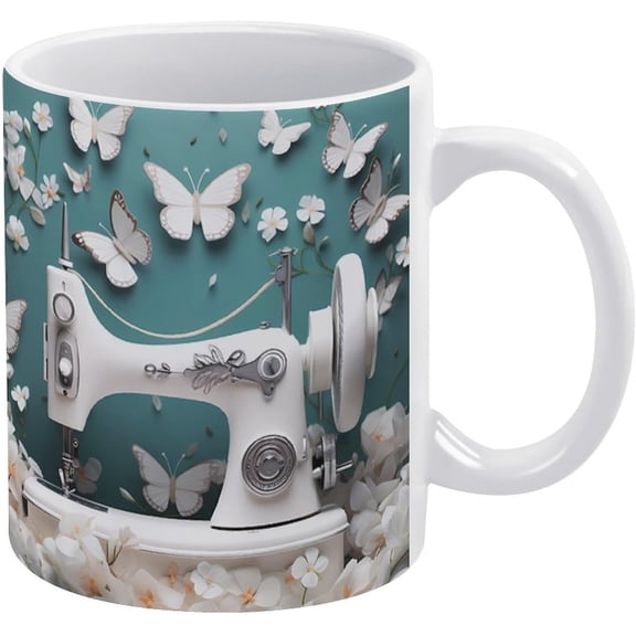 3D Sewing Mug - 3D Sewing Painted Mug, Quilters Lovers Sewing Machine Coffee Mug, Creative Space Design 3D Quilting Ceramic Mug, Cool Gifts For People Who Like To Sew 11Oz