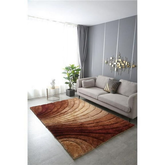 Amazing Rugs, LLC 3D Shaggy Hand-tufted Polyester Modern Area Rug Two Tone Brown Swirl 5' x 7' 5' x 8'