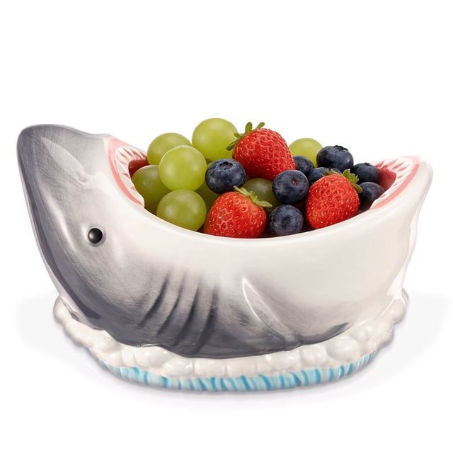 Skhape 3D Shark Attack Bowl 40 Oz Large Capacity Ceramic Shark Shape Snack ...