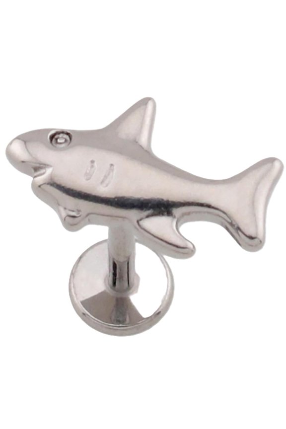 3D Shark Jaws Threadless Labret Implant Grade Titanium 18G 8mm