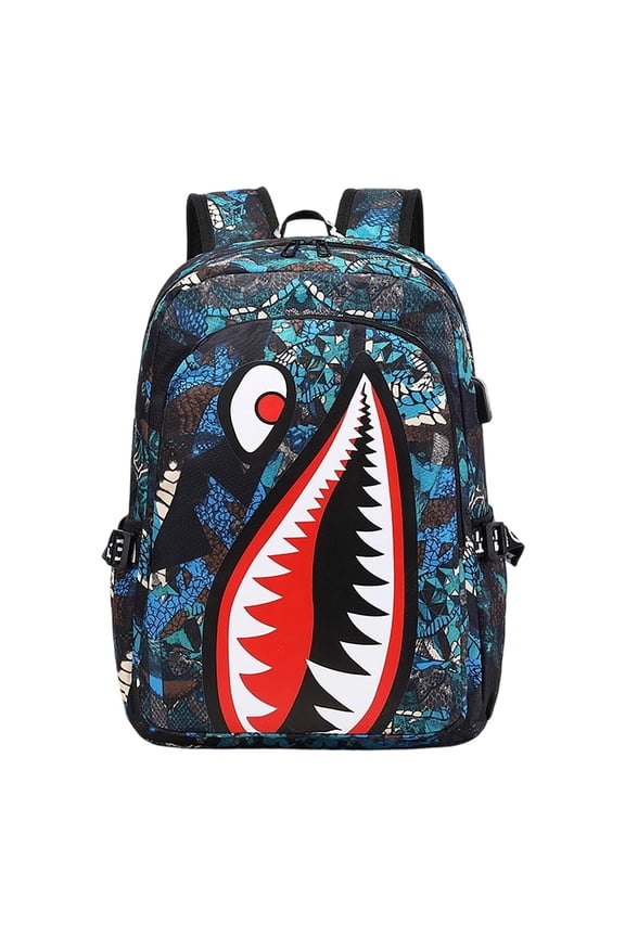 3D Shark Mouth Graphic Print Backpack, Shark Backpack Large Capacity Lightweight Backpack 2026 New Large Capacity Fashionable Backpack