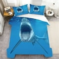 thumbnail image 1 of 3D Shark Printed 2/3 Pcs Bedding Cover Set Home Textiles Polyester Highend Duvet Cover Set,Queen (90"x90"), 1 of 5