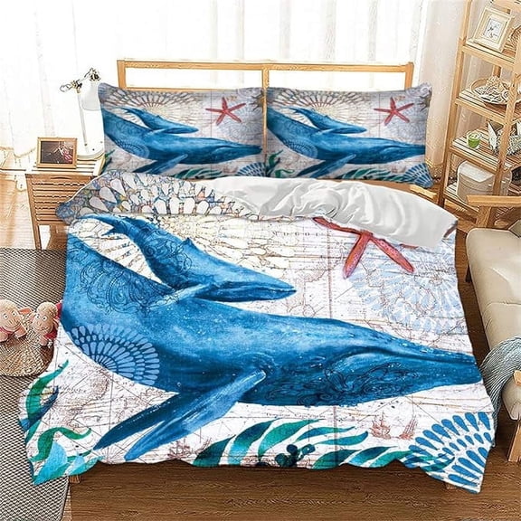 3D Shark Printed Bedding Cover Sets Cartoon Fashionable Children Duvet Cover Set,Full (80"x90")