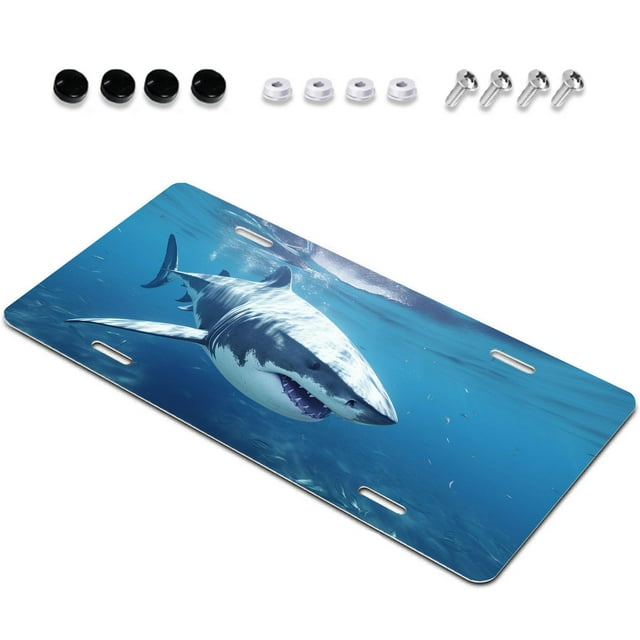 3D Sharks Lovely Design Plate Cover, Decorative Aluminum Novelty