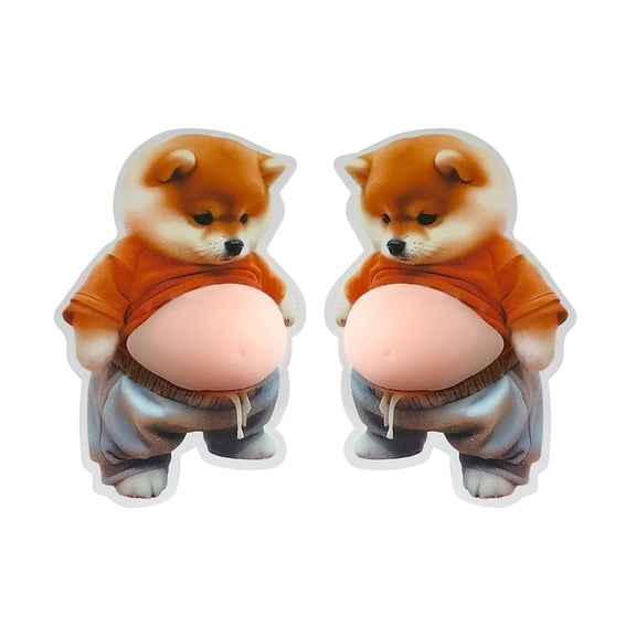 3D Shiba Inu Dog Belly Sticker,Door Stopper Wall Protector,Quiet, Shock Soft Rubber,Wall, Doorknobs, Refrigerator Door, Cabinets from Damage 2PCS