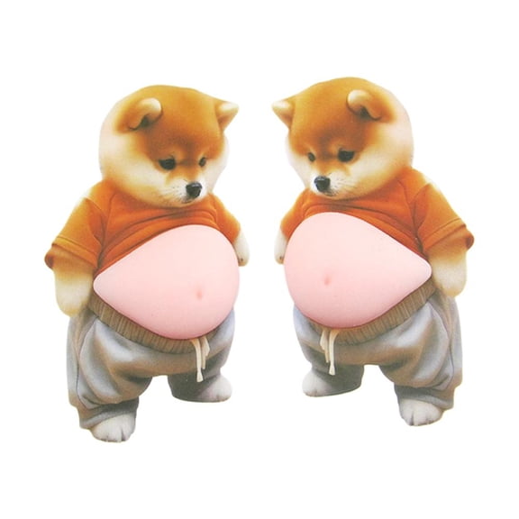 3D Shiba Inu Silicone Sticker, Anti-Collision Padding, 2pcs, Car & Home Decor Protection