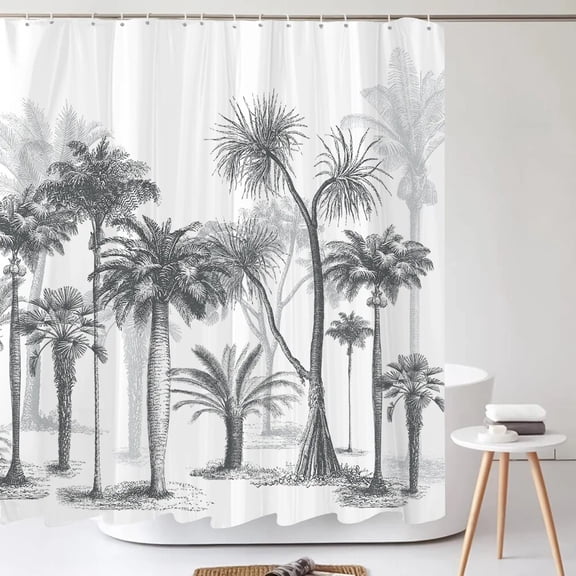 3D Shower Curtain Tropical Plants Palm Tree Birch Printed Waterproof Polyester Fabric Bath Curtains for Bathroom with