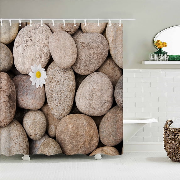 3D Shower Curtain Various Beach Colorful Pebbles Printing Bathroom Curtain Polyester Waterproof Home Decor Curtain 180x180cm