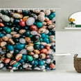 thumbnail image 1 of 3D Shower Curtain Various Beach Colorful Pebbles Printing Bathroom Curtain Polyester Waterproof Home Decor Curtain 180x180cm, 1 of 5