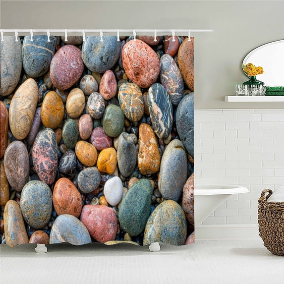 3D Shower Curtain Various Beach Colorful Pebbles Printing Bathroom Curtain Polyester Waterproof Home Decor Curtain 180x180cm