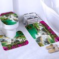 3D Shower Curtains Set with Waterfall Forest landscape Bath Mat