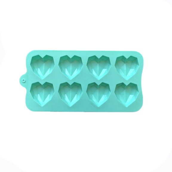 3D Silicone Heart Mold, Heart Ice CubeTray, 8-Cavity Heart Chocolate Silicone Mold, Chocolate Heart Mold, Valentine's Day Mold, Nonstick Heart Candy Mold, Green 7.95x4 Inch (1Pcs)